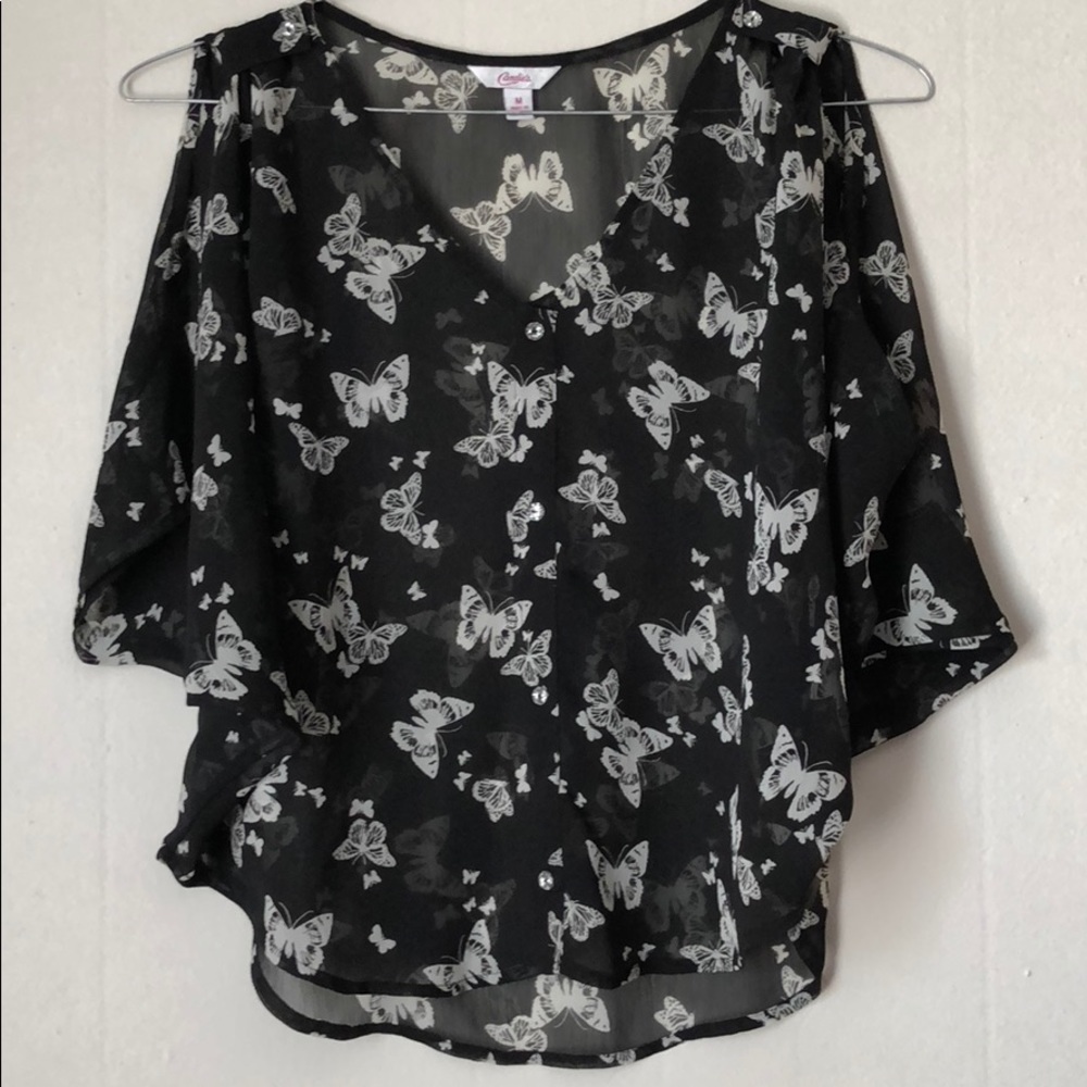 Candies sheer cold shoulder top